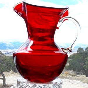 Red Art Glass Small Pitcher or Creamer Hand Blown